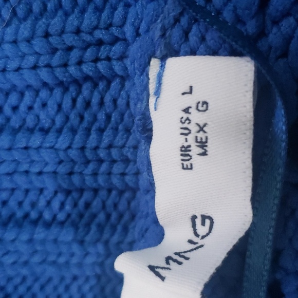 CT1948 MNG Mango Blue open Stitch Cropped Long Sleeve Sweater L - Picture 5 of 7